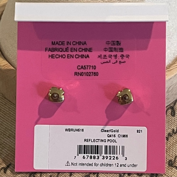 Kate Spade Gold-Tone Cubic Zirconia Stud Earrings Reflecting Pool new with bag - Picture 6 of 6